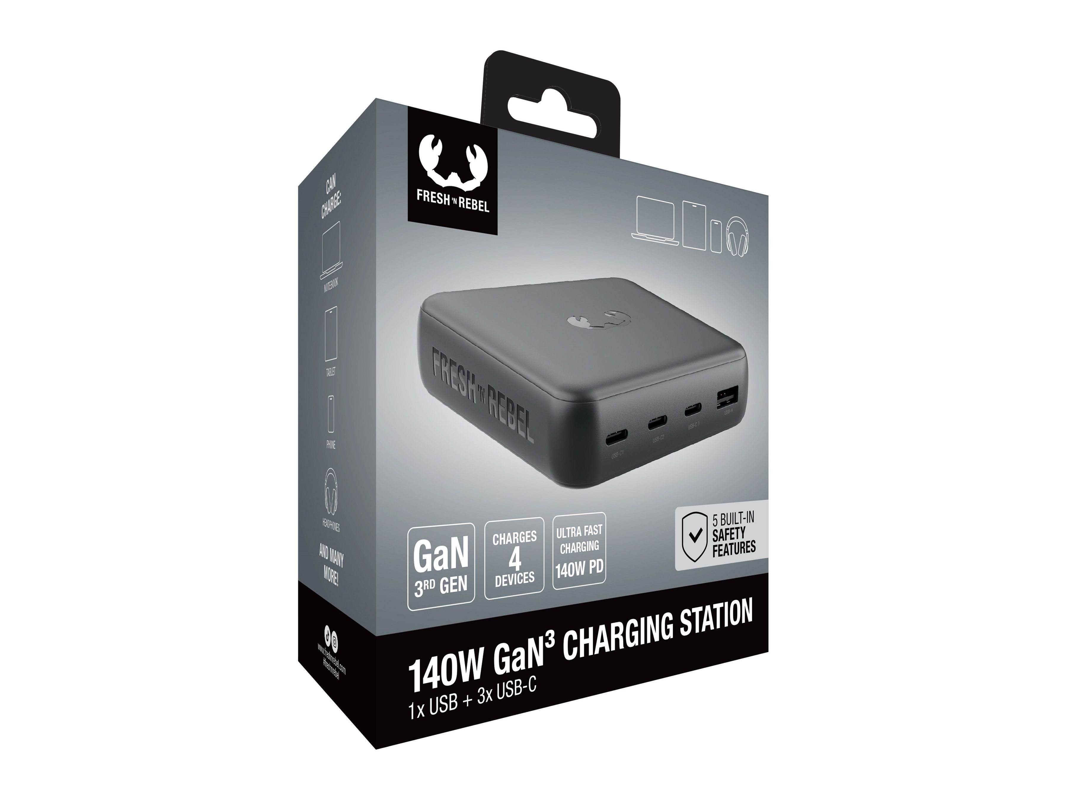 Fresh 'n Rebel Desktop Charger Grey 140W