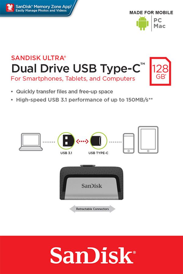 SanDisk Ultra USB 3.0 Dual Type-C 128GB