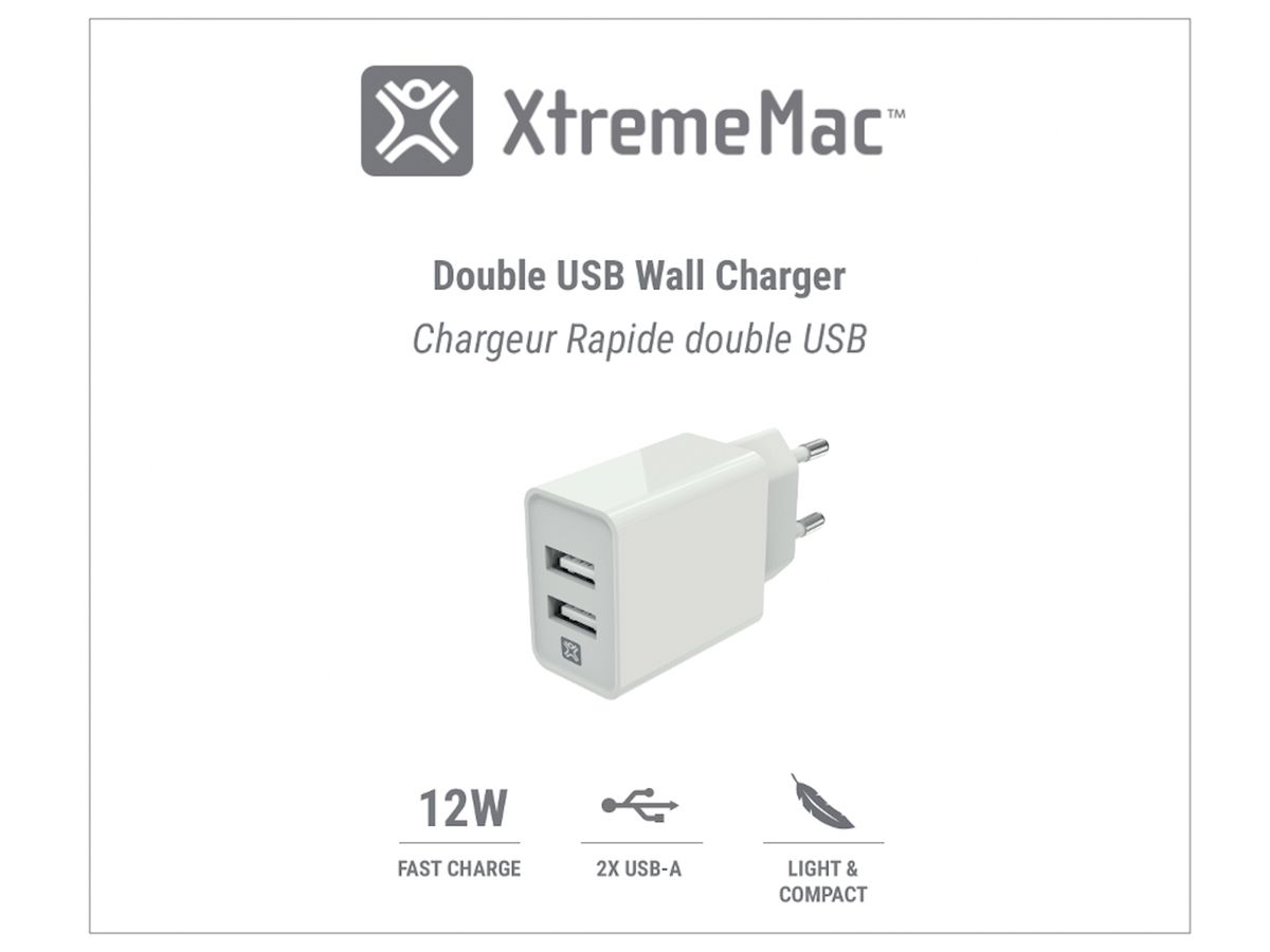 XtremeMac Wall Charger 12W 2xUSB-A