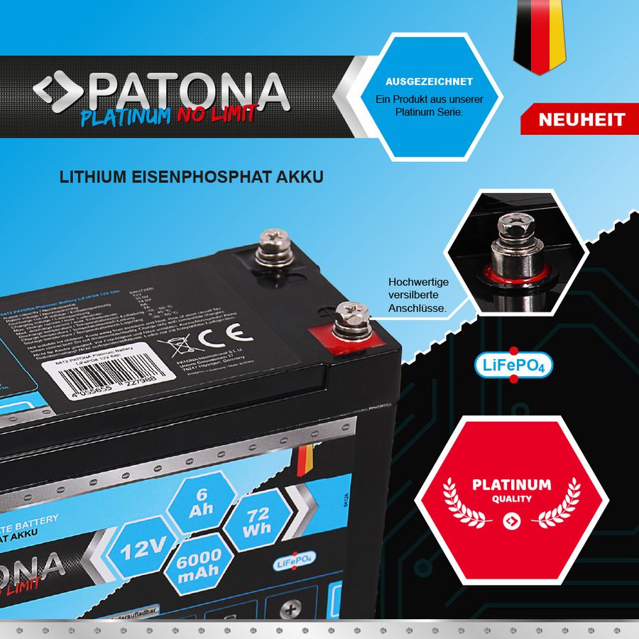 Patona Platinum Battery LiFePO4 12V 6Ah