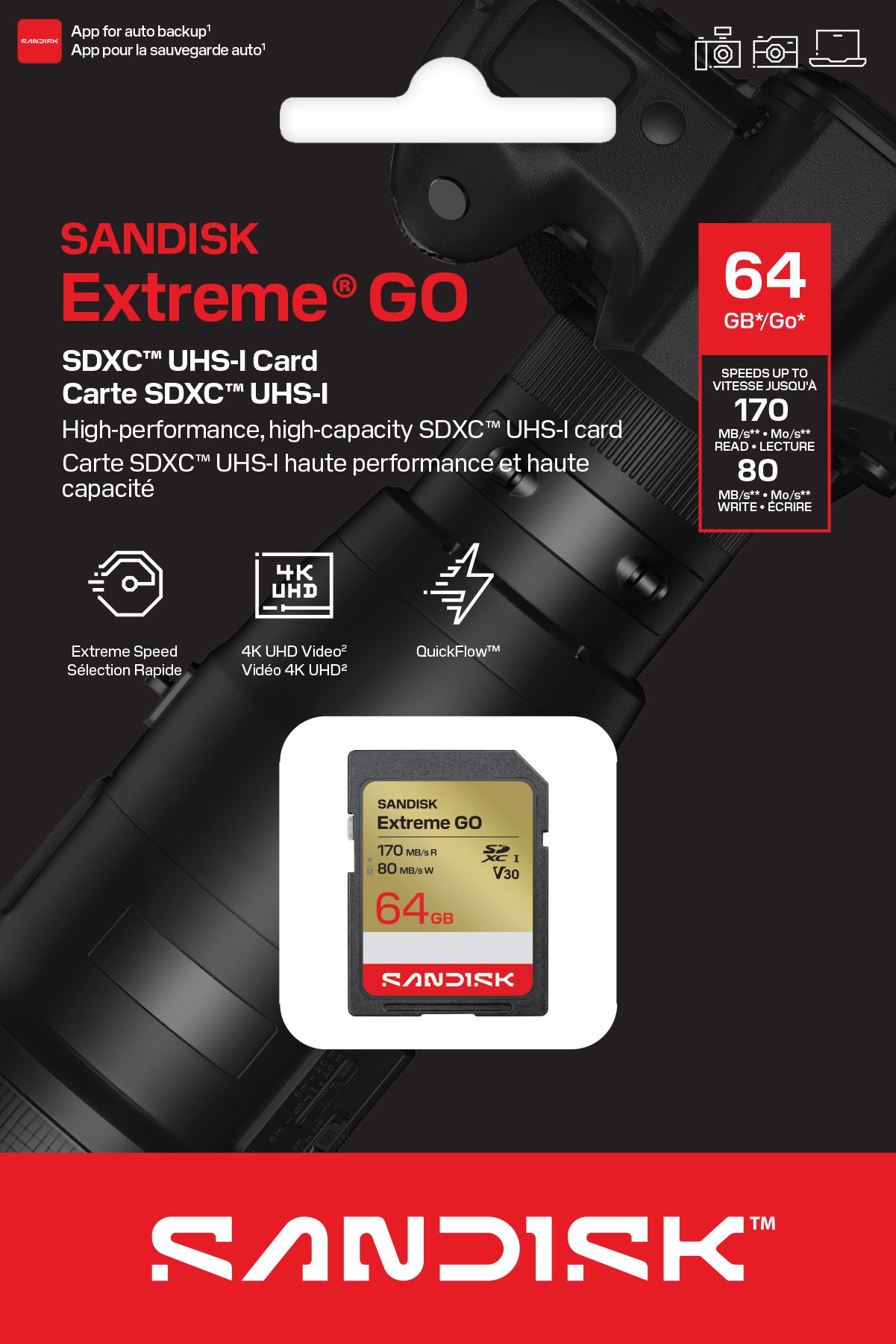 SANDISK Extreme GO 170MB/s SDXC 64GB