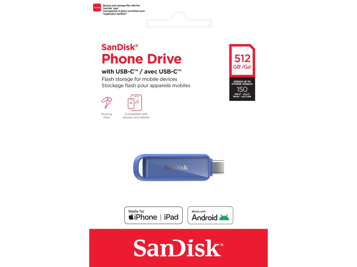 SanDisk Phone Drive USB-C 512GB blau