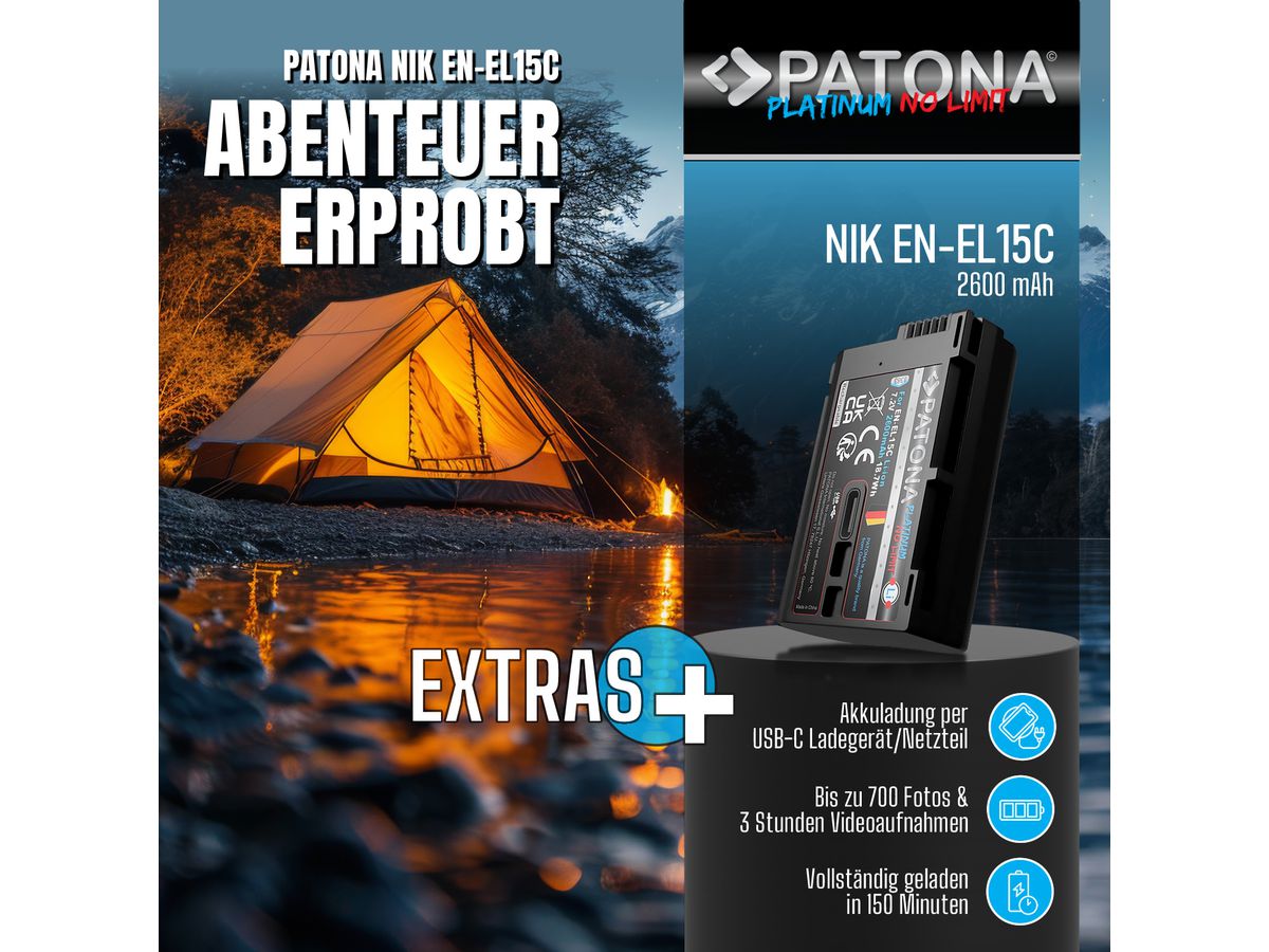 Patona Platinum Akku Nikon ENEL15C USB-C