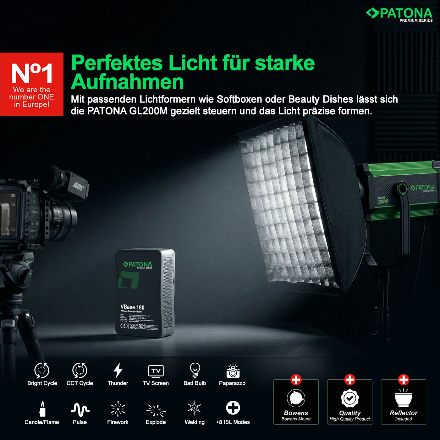 Patona Bi-Color COB LED Studiolicht 200W
