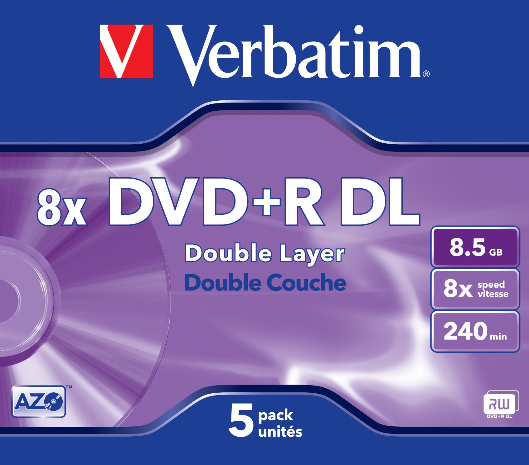 Verbatim DVD+R Jewel DL 8.5GB 8x 5 Pack