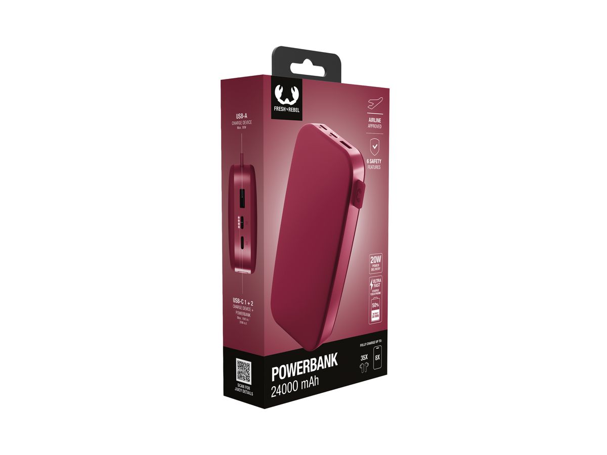 Fresh 'n Rebel Powerbank 24000 mAh Red