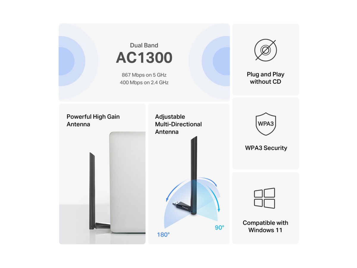 Mercusys AC1300 High Gain Wi-Fi Adapter