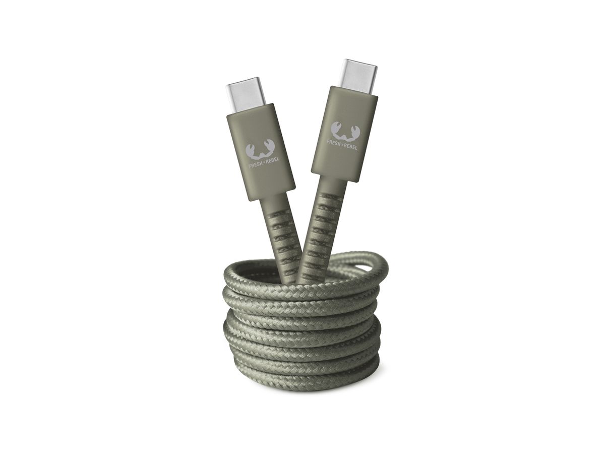 Fresh'N Rebel USB-C to C 3A 480Mbps 2m Dried Green