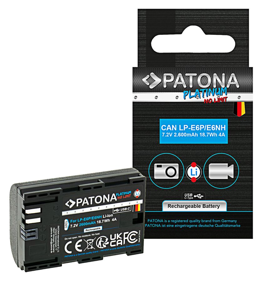 Patona LP-E6P Set Chargeur + 2 Batterie
