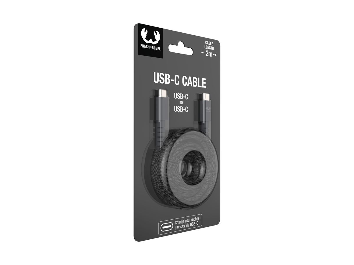 Fresh'N Rebel USB-C to C 3A 480Mbps 2m Strom Grey