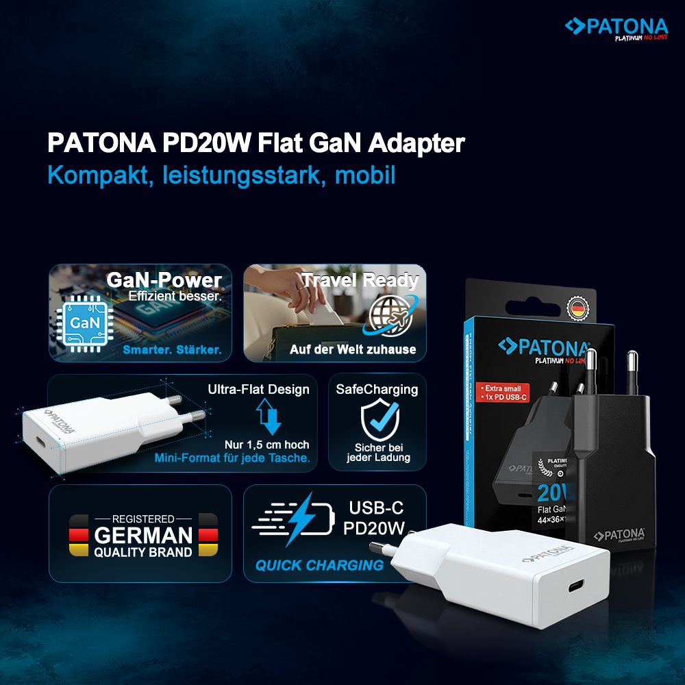 Patona GaN Flat PD 20W USB-C White