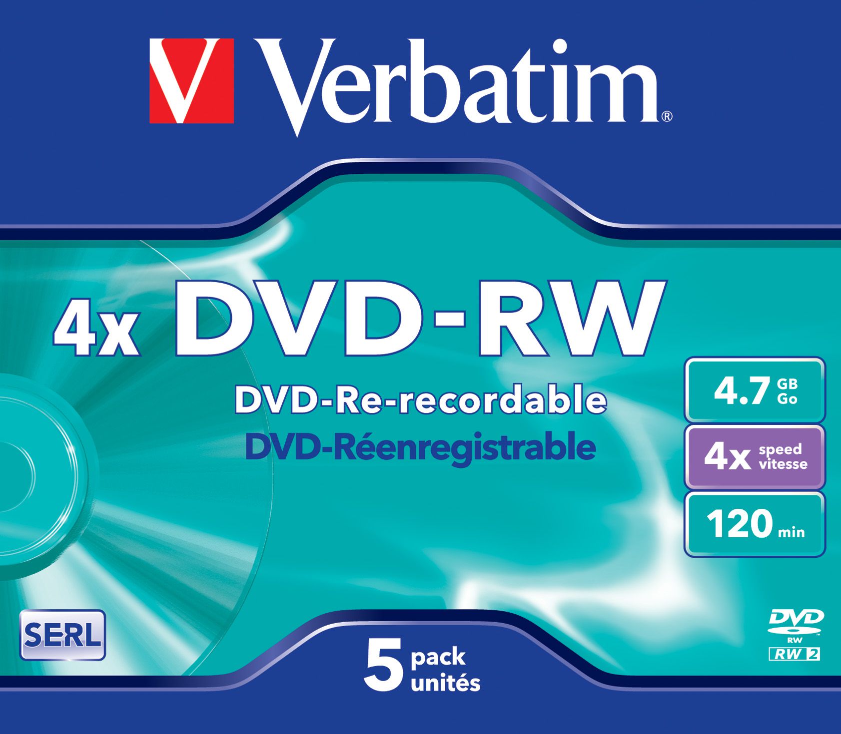 Verbatim DVD-RW Jewel 4.7GB 4x 5 Pack