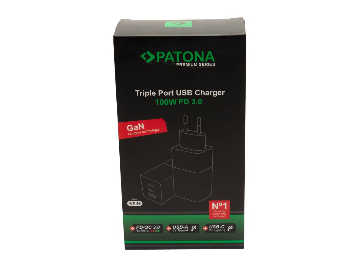 Patona GAN PD 100W 2xUSB-C 1xUSB-A white
