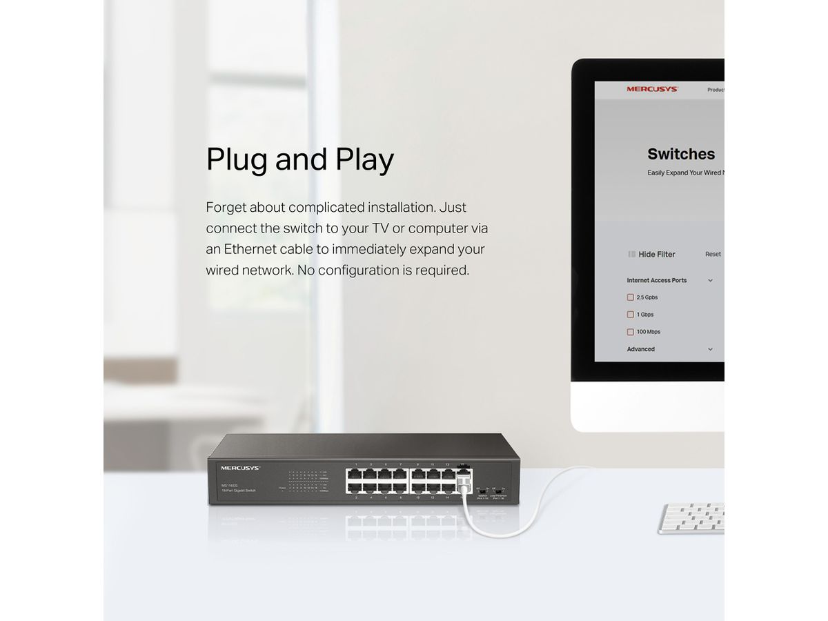 Mercusys 16-Port Gigabit Desktop Switch