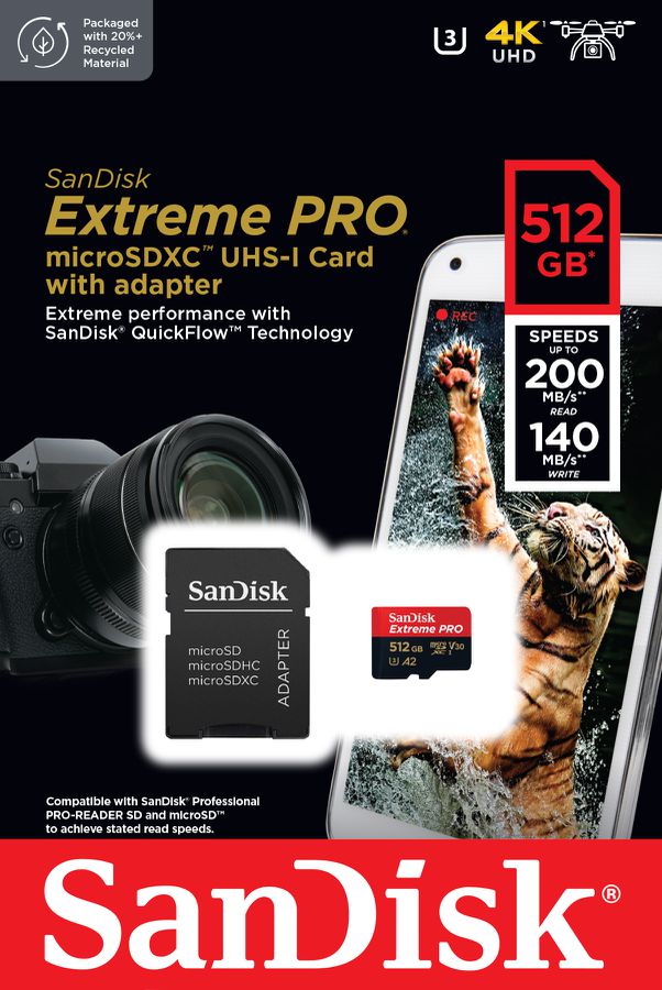 SanDisk ExtremePro 200MB/s microSD 512GB