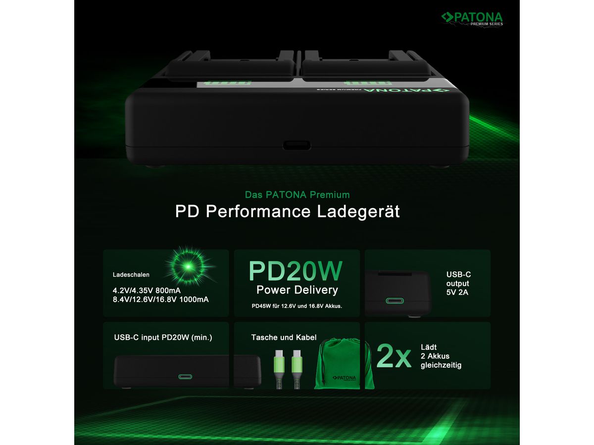 Patona Dual PD Sony NP-FM500 USB-C