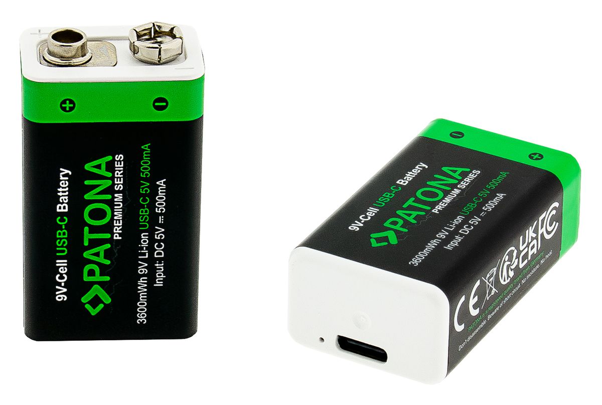 Patona Premium Akku 2x 9V 6LR61 USB-C