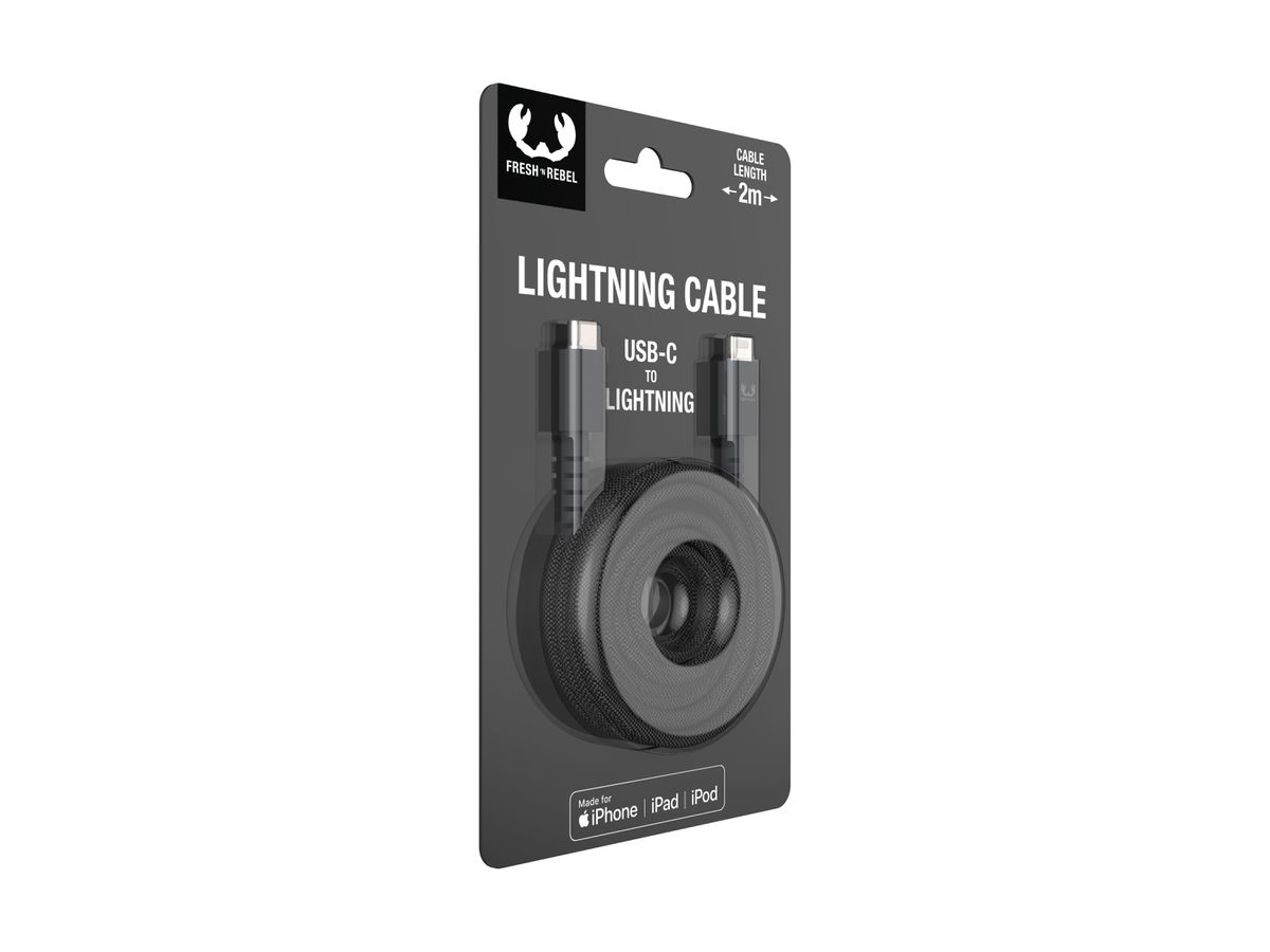Fresh'N Rebel USB-C to Lightning 2m Strom Grey