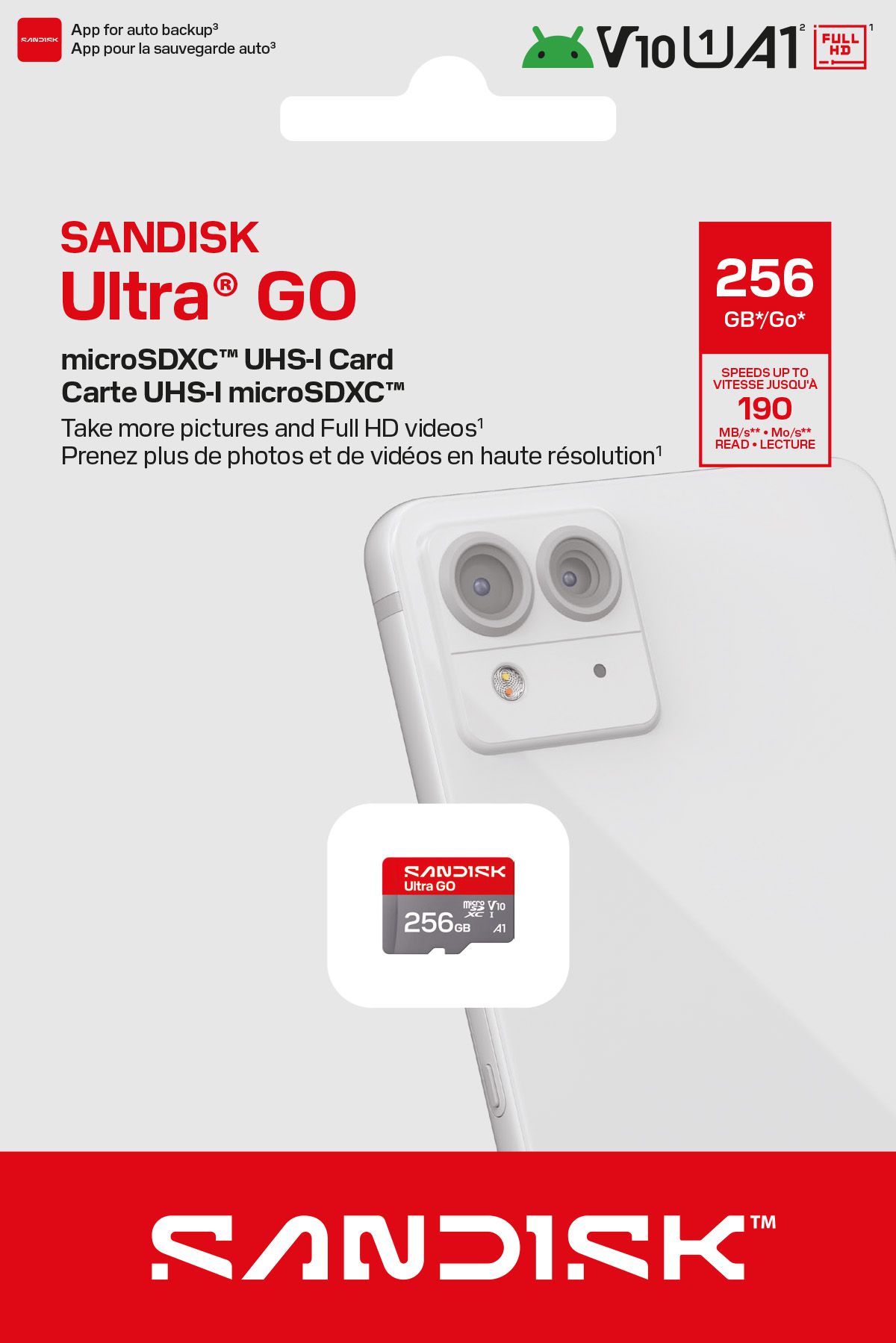 SANDISK Ultra GO 190MB/s microSDXC 256GB