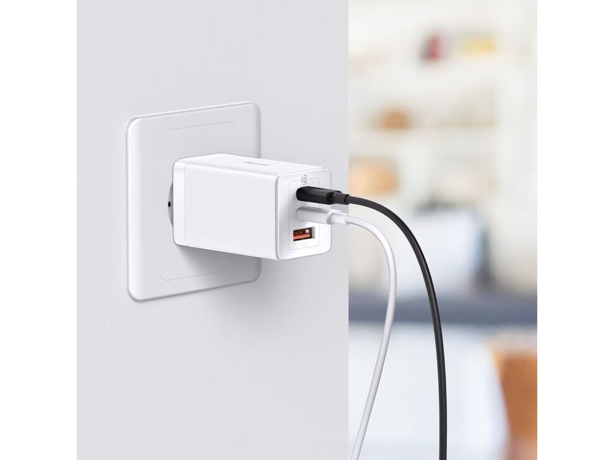 Baseus GaN5 Pro 3 Port Charger 65W White