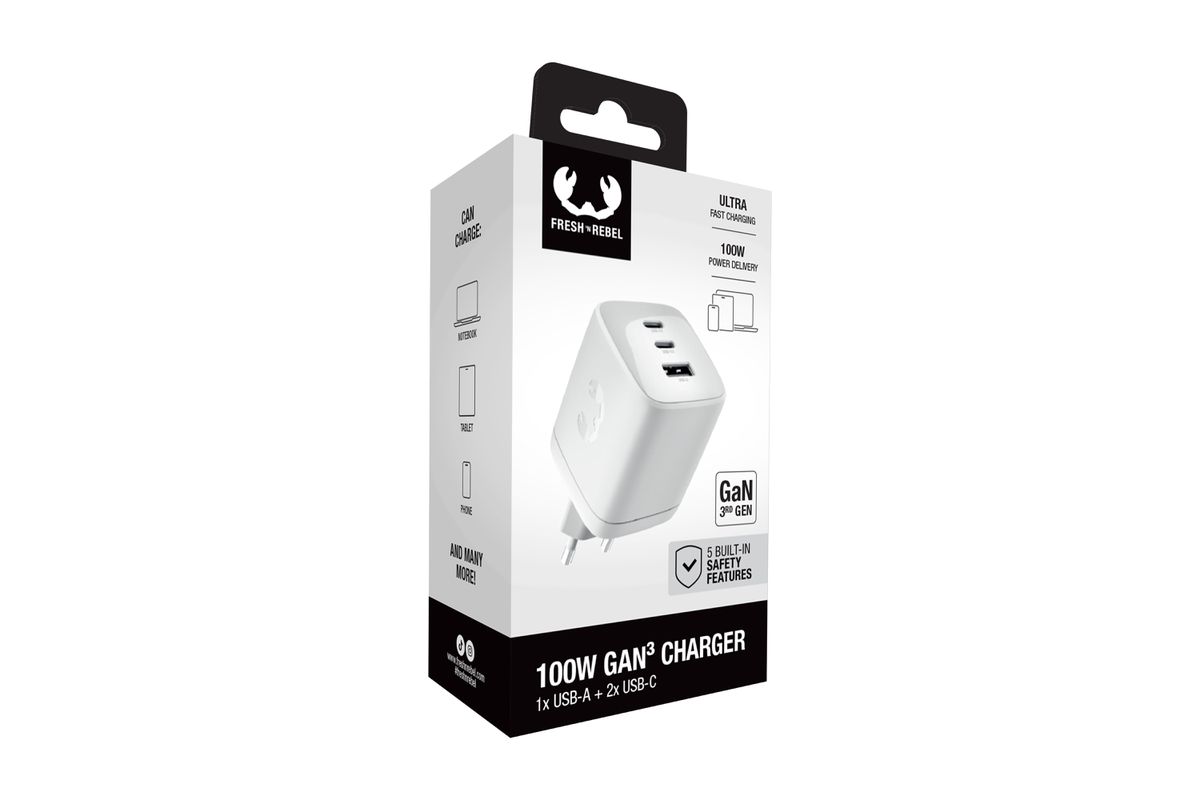 Fresh 'n Rebel Wall Charger IceGrey 100W