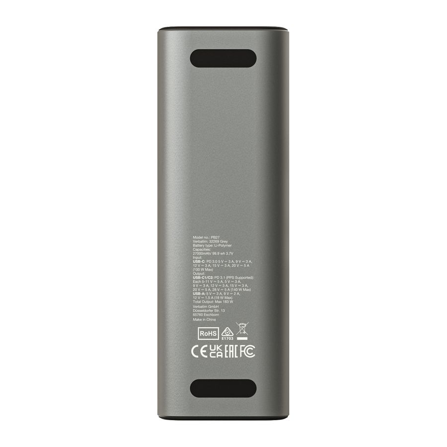 Verbatim Powerbank 27000 mAh 183W Grey