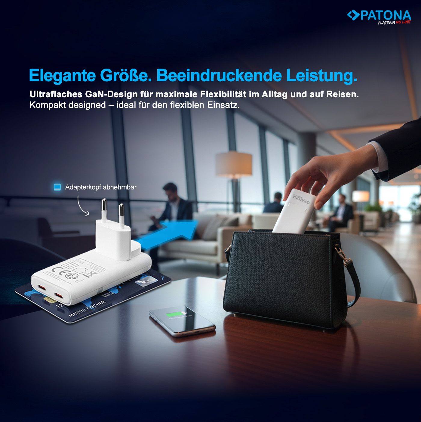 Patona GaN Flat PD 65W 2x USB-C White