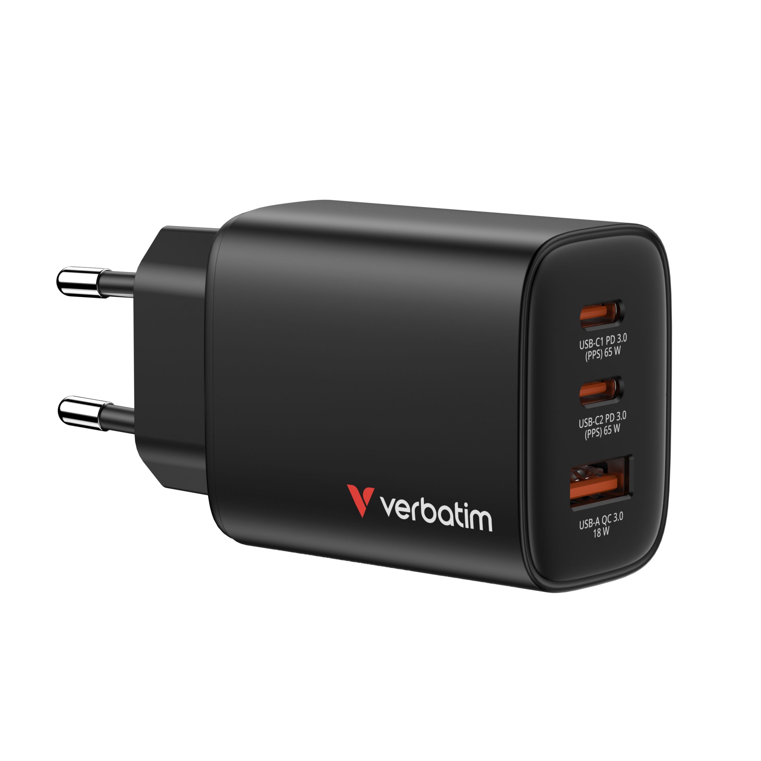 Verbatim GaN 3 Port Charger 65W Black