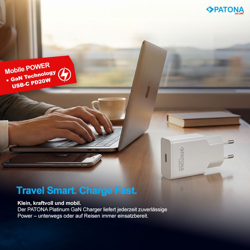 Patona GaN Flat PD 20W USB-C Black