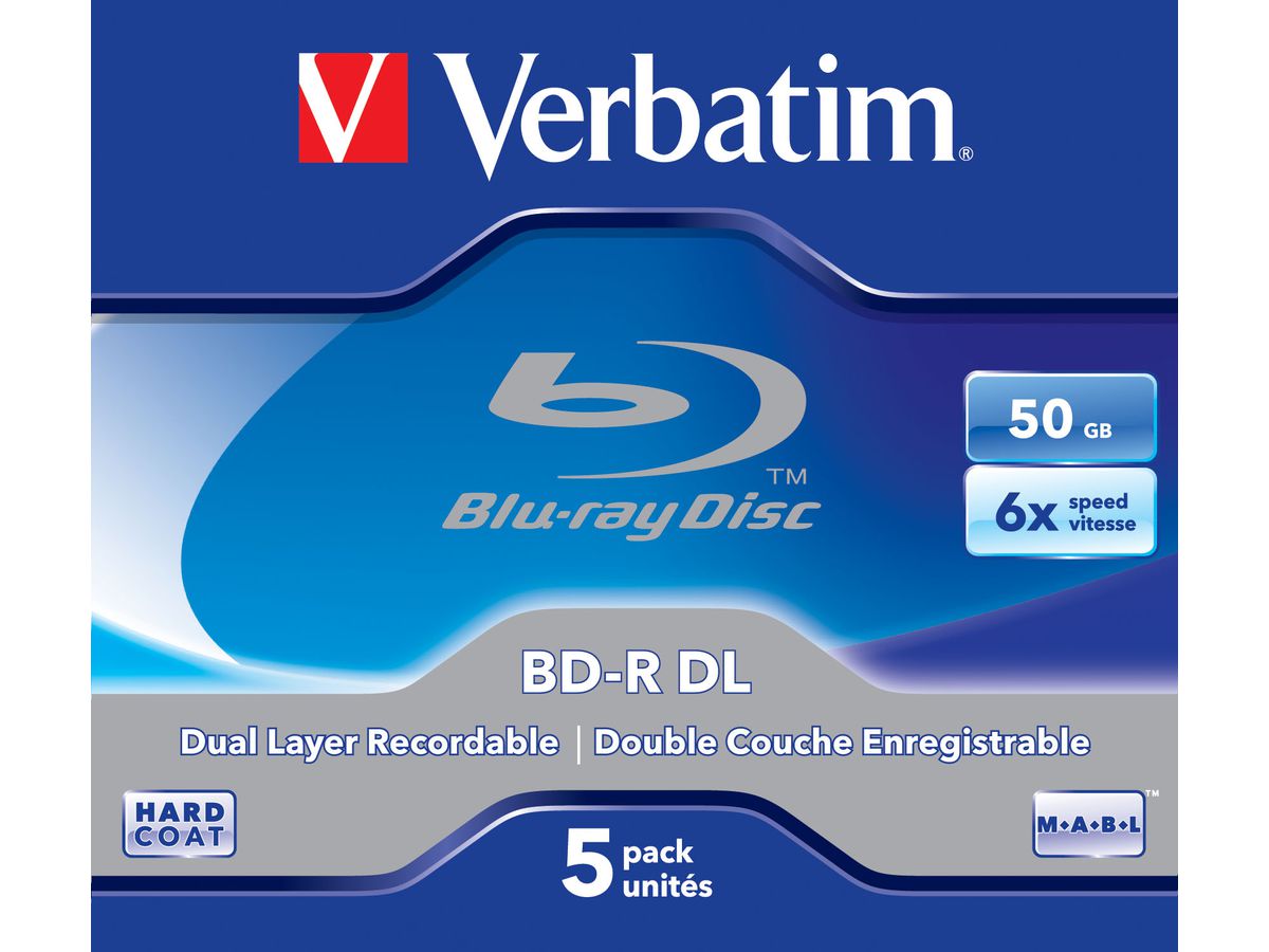 Verbatim BD-R Jewel DL 50GB 6x 5 Pack