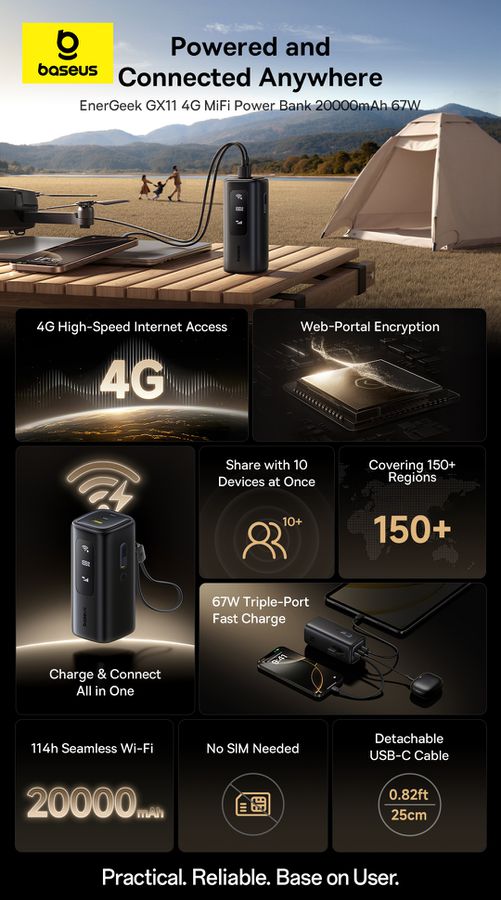 Baseus EnerGeek MiFi PB 20000mAh 67W Bl.