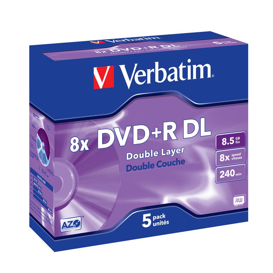Verbatim DVD+R Jewel DL 8.5GB 8x 5 Pack
