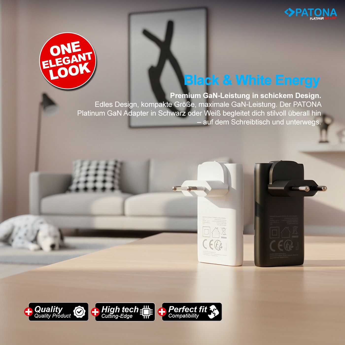 Patona GaN Flat PD 65W 2x USB-C White