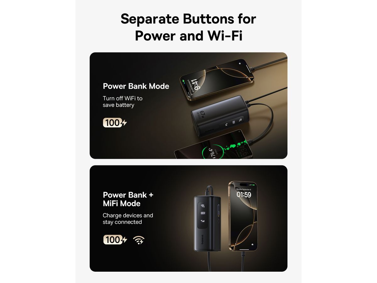 Baseus EnerGeek MiFi PB 20000mAh 67W Bl.