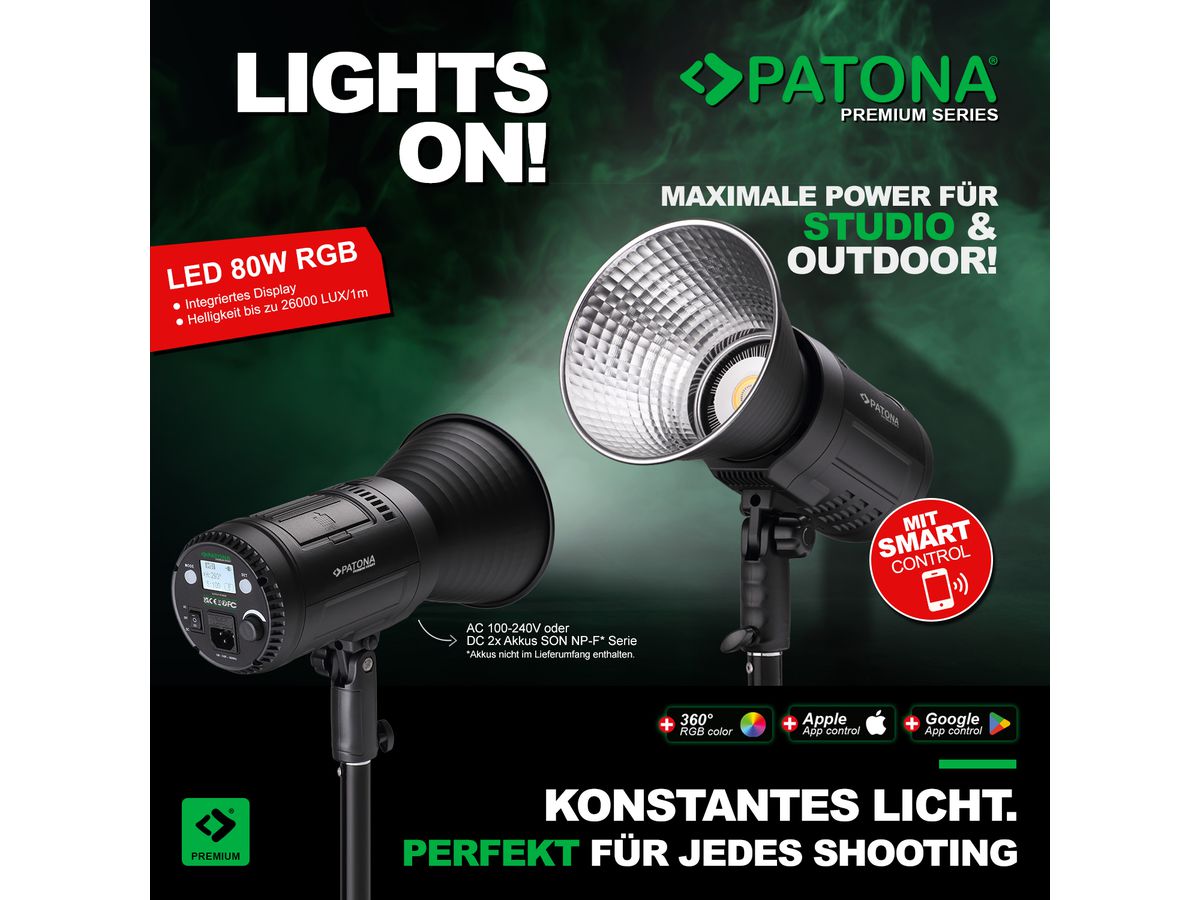 Patona Pro photo video light LED 80W RGB