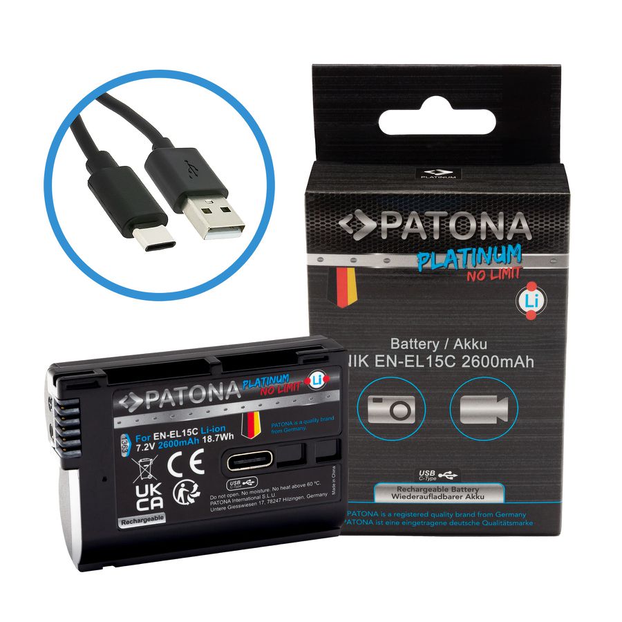 Patona Platinum Ba. Nikon EN-EL15C USB-C