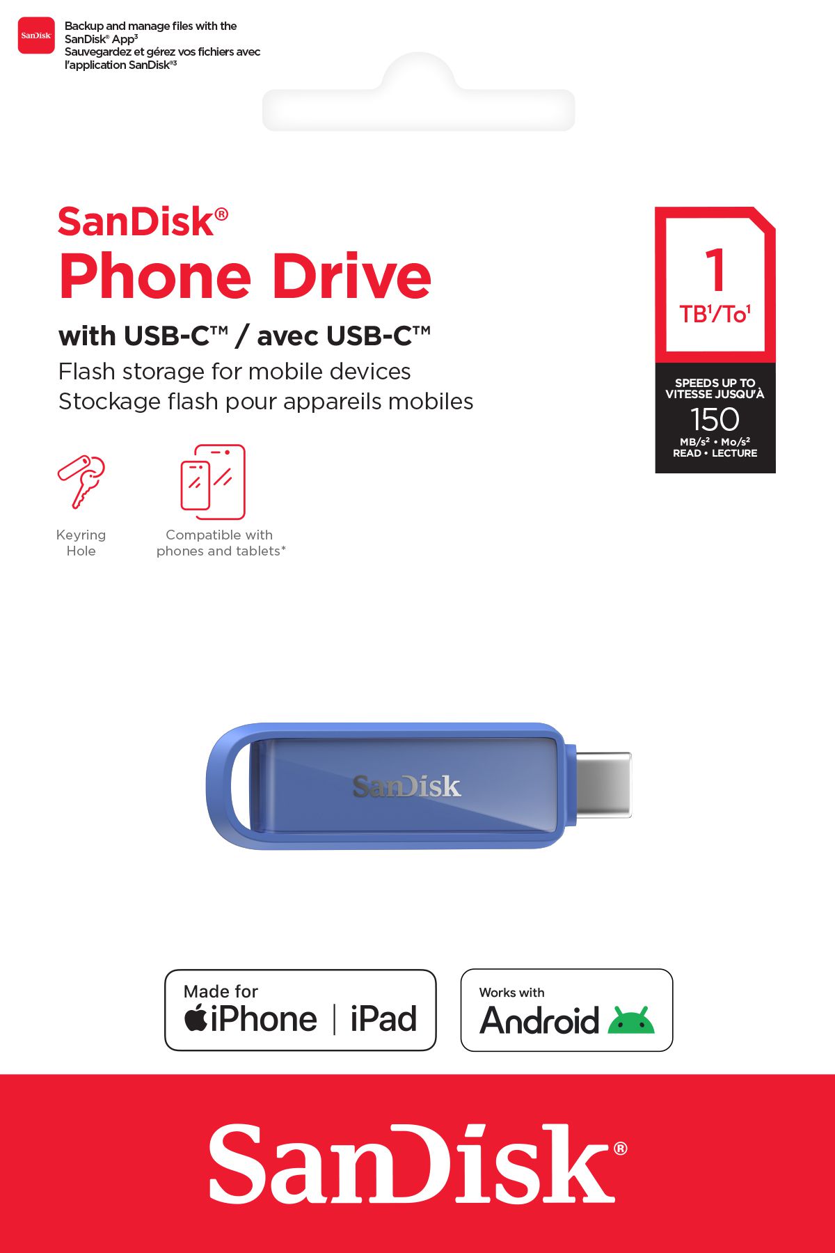 SanDisk Phone Drive USB-C 1TB blau