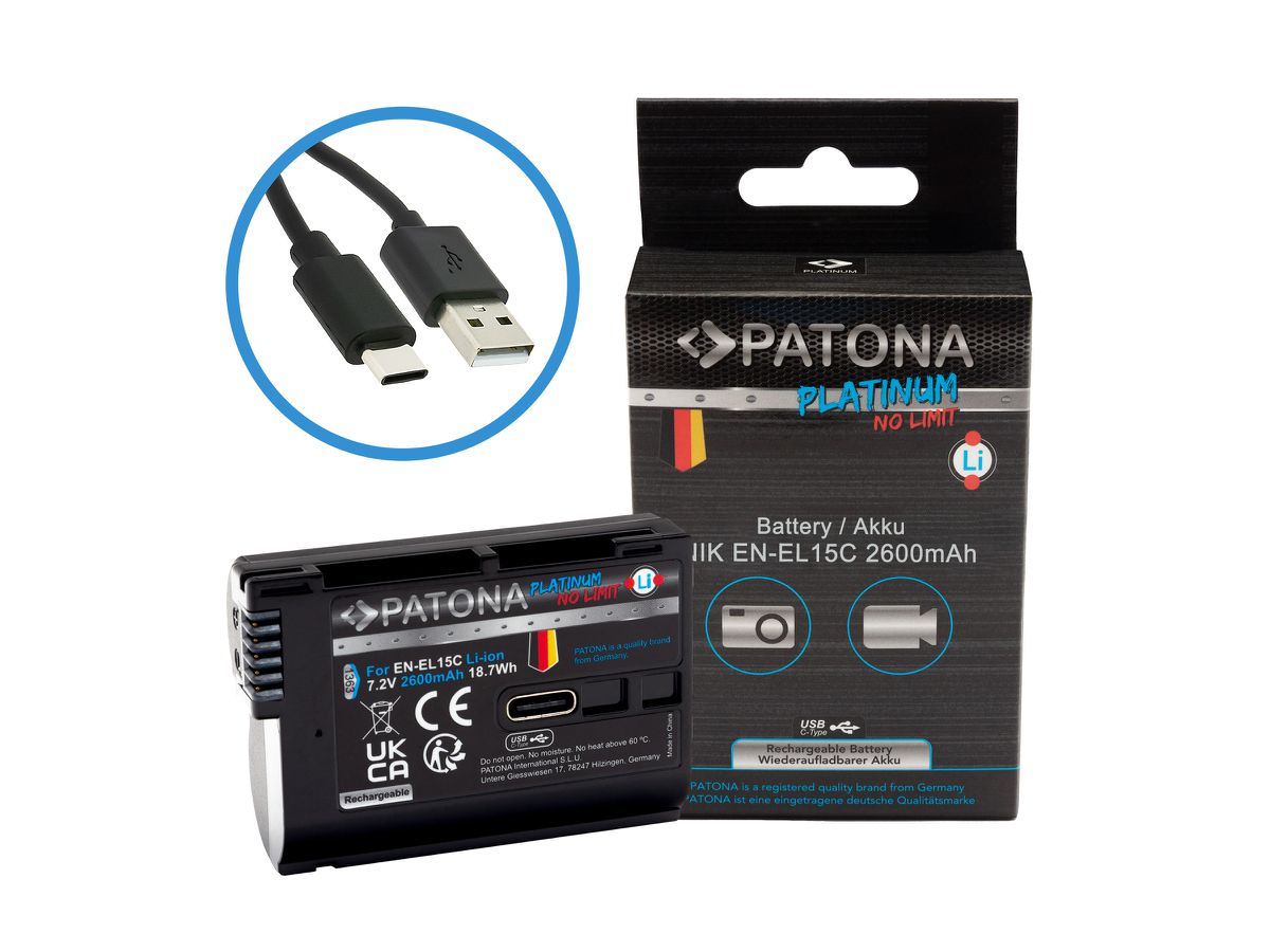 Patona Platinum Akku Nikon ENEL15C USB-C