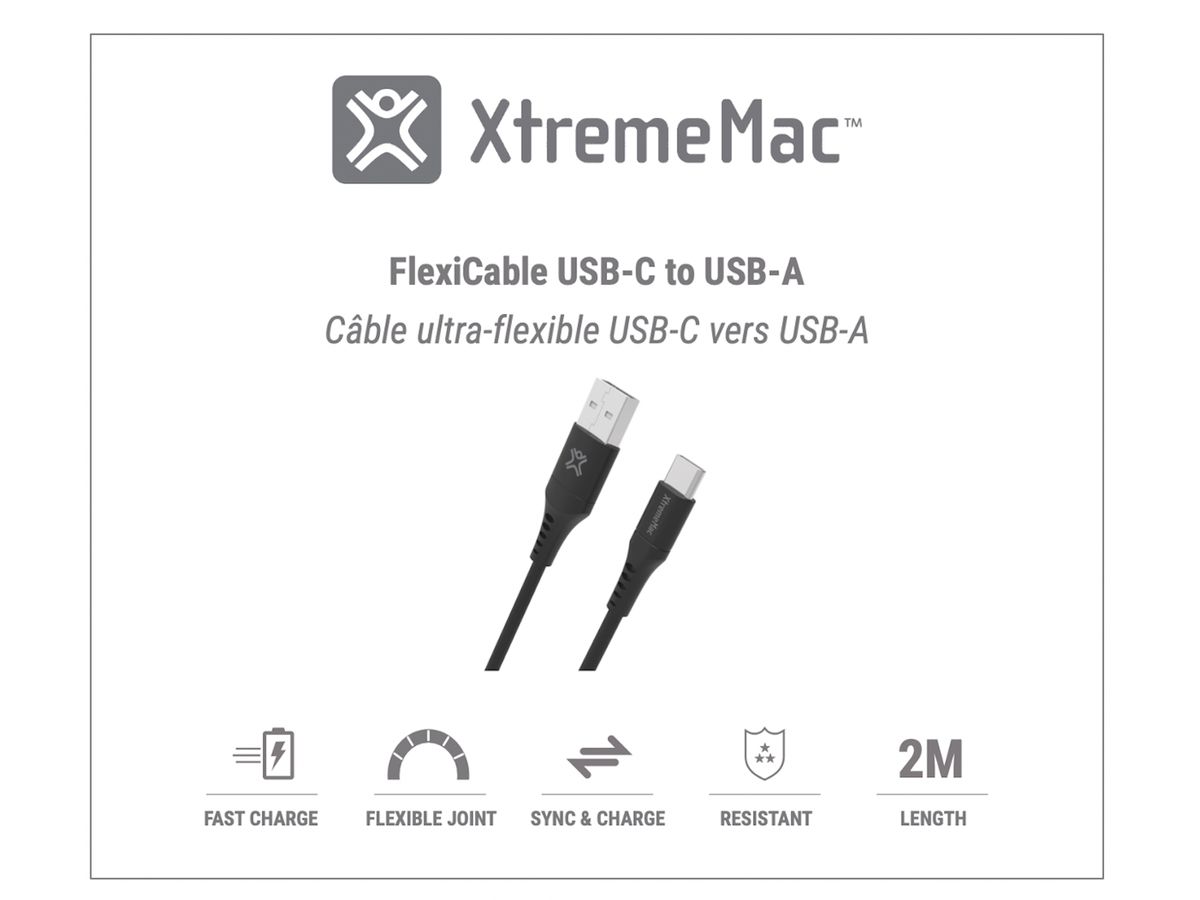 XtremeMac Flexicable USB-A to USB-C 1m