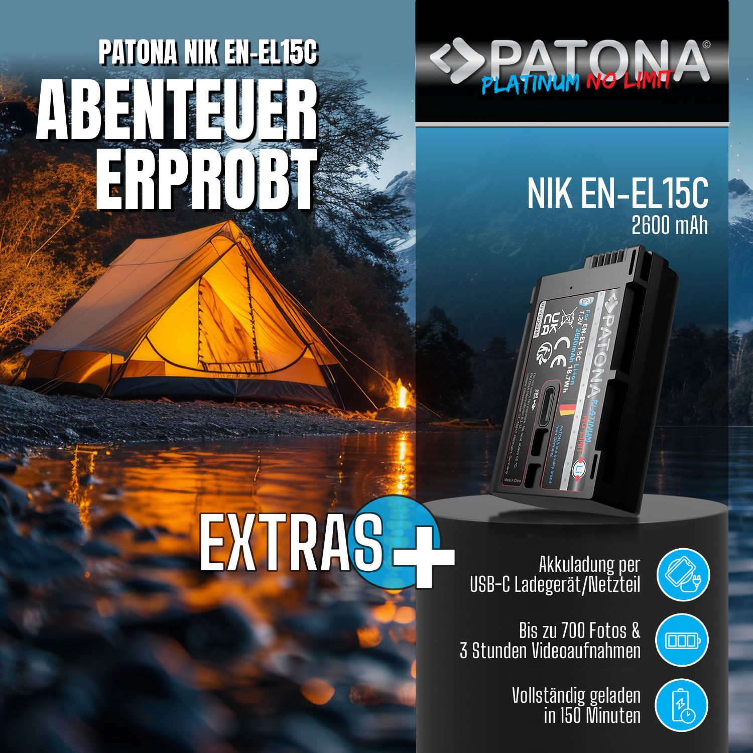 Patona Platinum Ba. Nikon EN-EL15C USB-C