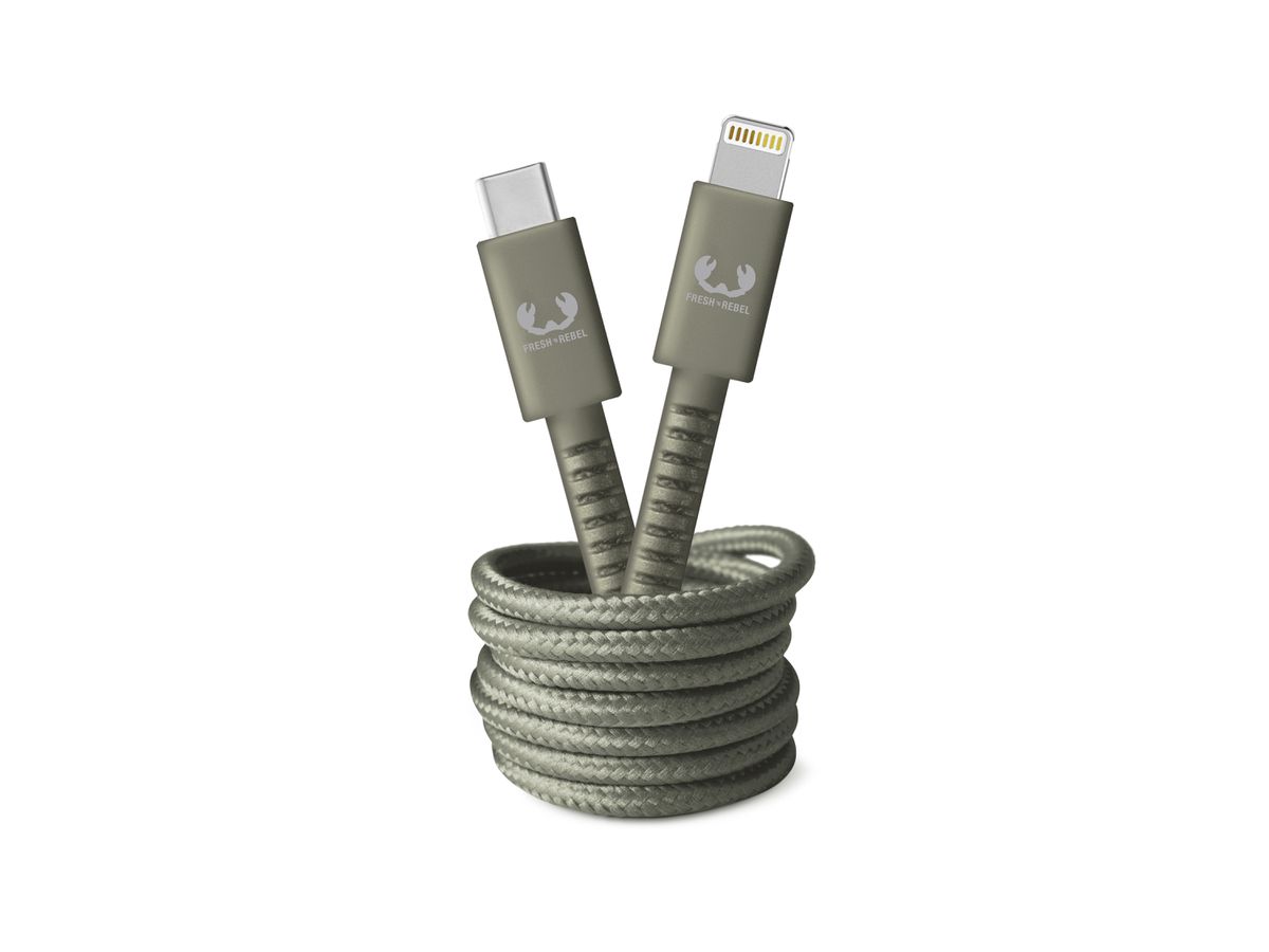 Fresh'N Rebel USB-C to Lightning 2m Dried Green