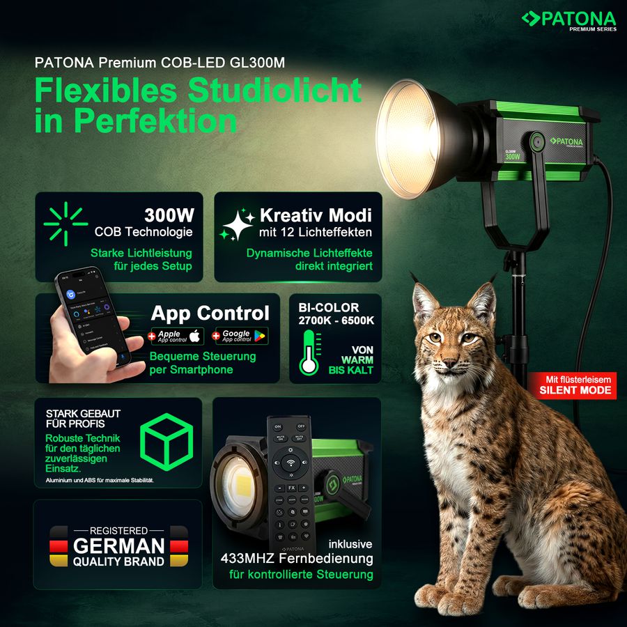 Patona Bi-Color COB-LED-Studiolicht 300W