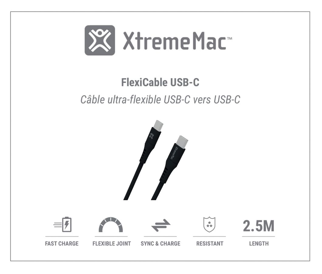 XtremeMac Flexi USB-C to USB-C 2.5m