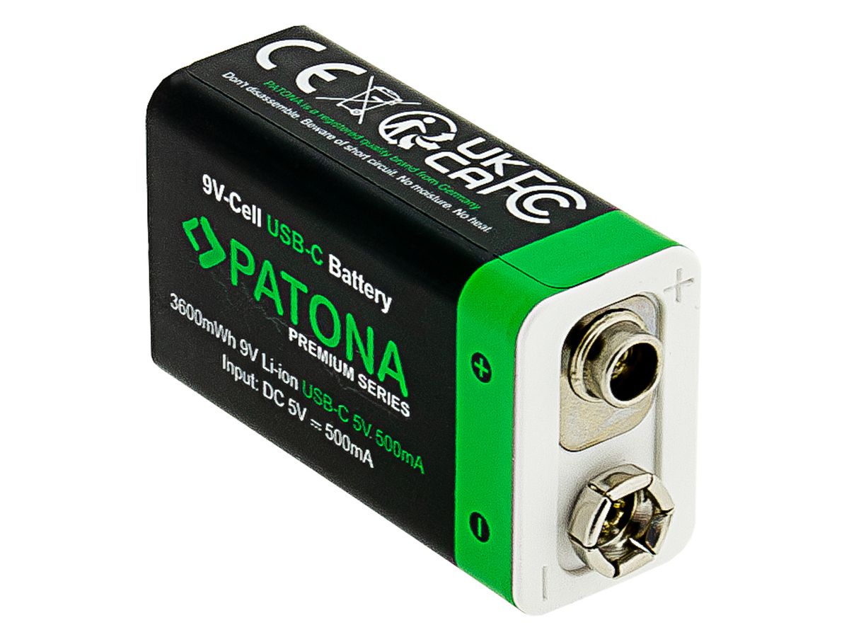 Patona Premium Akku 2x 9V 6LR61 USB-C